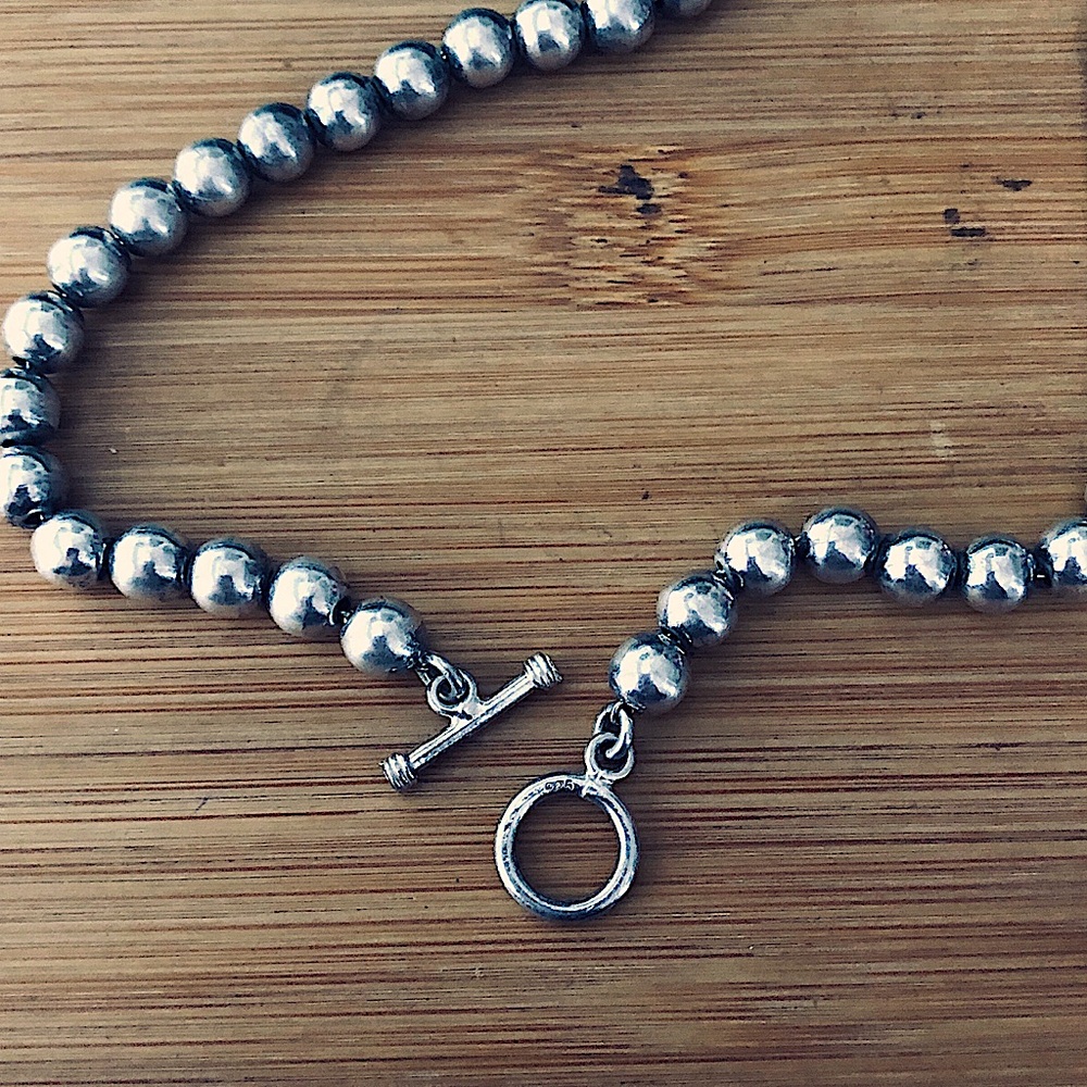 $385 Vintage Estate 22 Inch Sterling Beaded Necklace 67 Grams Total Weight 925 - Picture 2 of 4